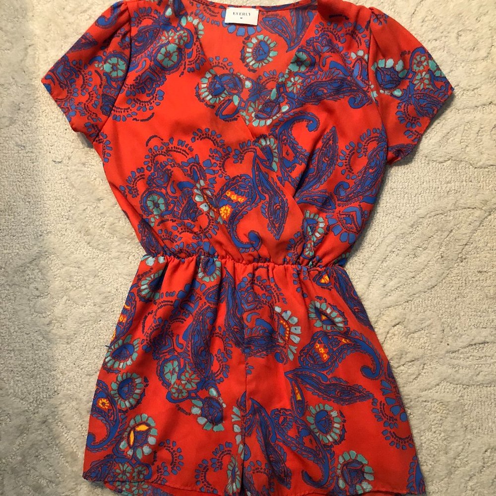 Everly Red Patterned Romper